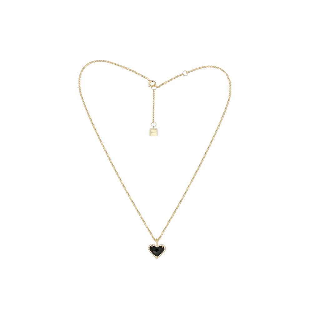 NEW F+H STUDIOS whitney gemstone heart necklace in gold